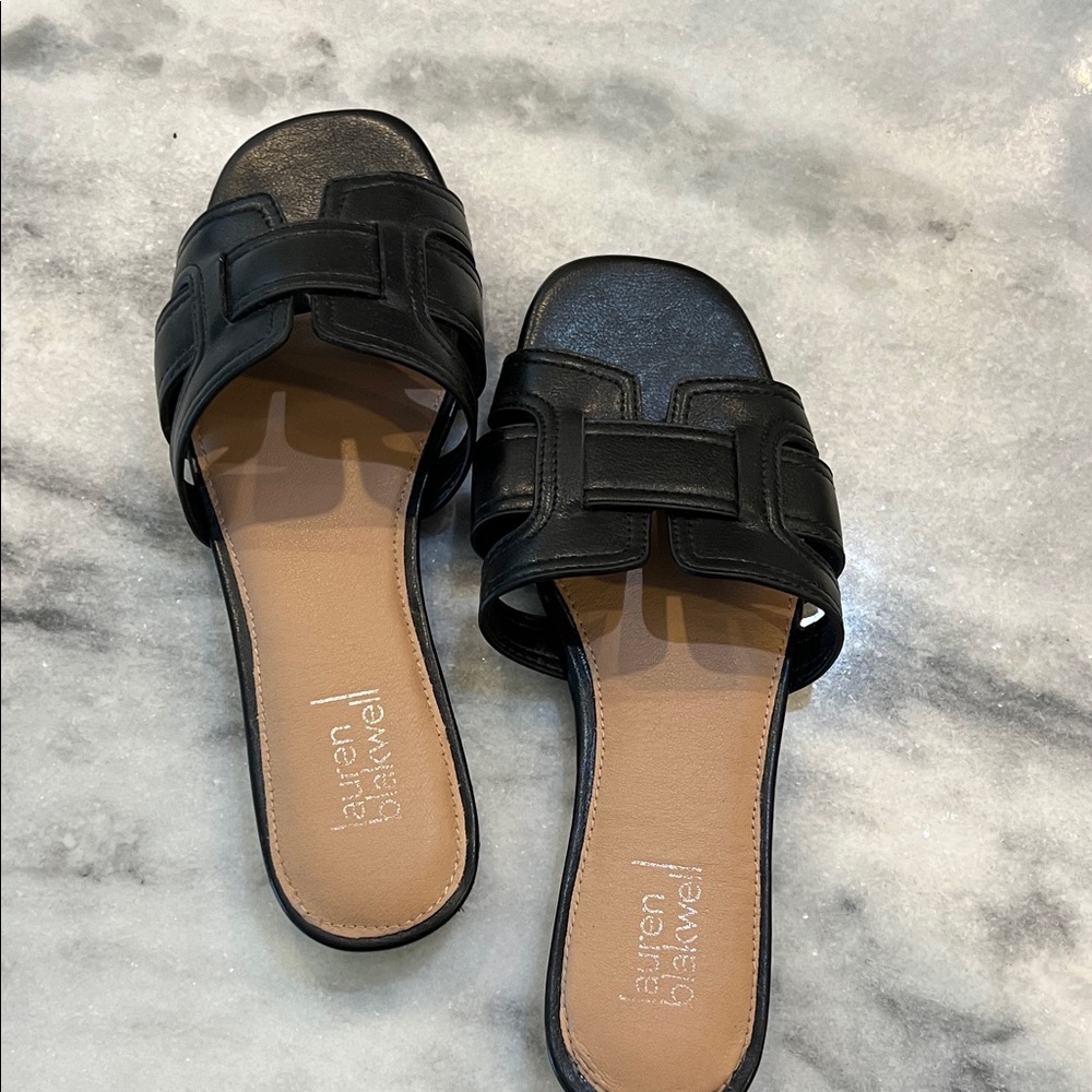 Lauren Blackwell Black Slide Sandals